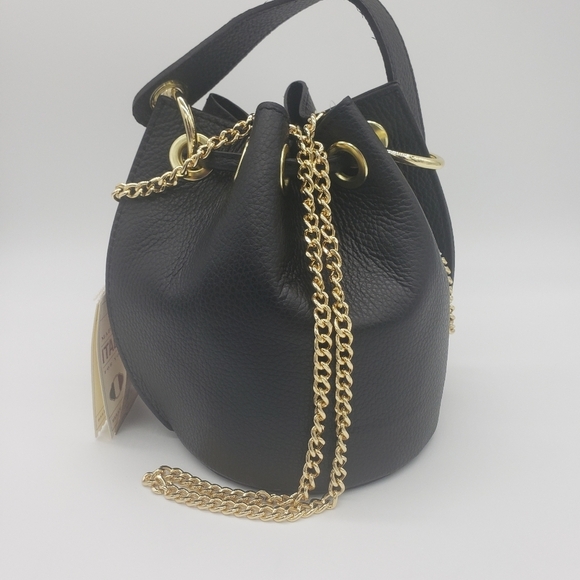 1338- ANNA PAOLA BUCKET BAG ITALY LEATHER NWT - Picture 1 of 11